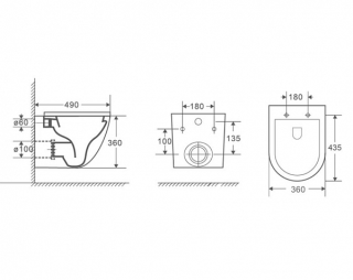 Унитаз подвесной Azario Gloria AZ-2003 безободковый с быстросъемным сиденьем микролифт 480х370х360